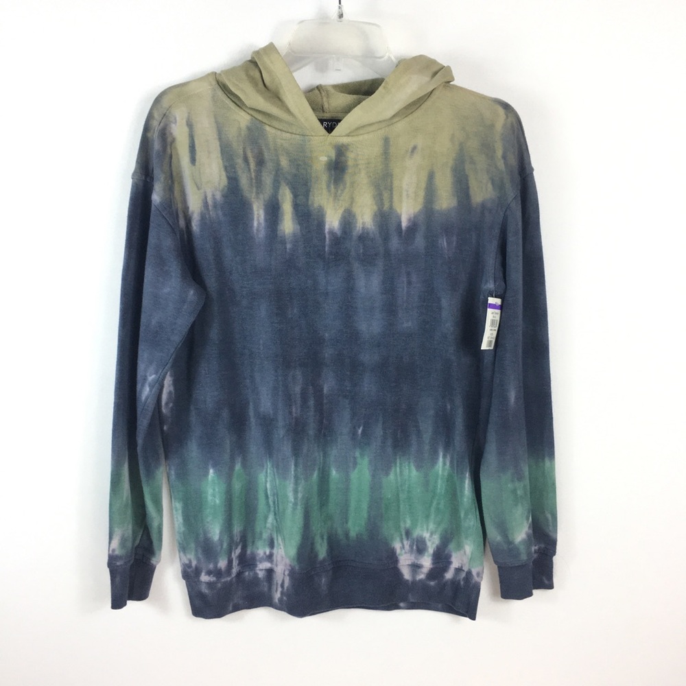 Junior’s 5th & Ryder Navy Stripe Tie Dye Hooded Sweatshirt XL NWOT